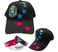 Gorra Negra alusiva a la Bandera de Venezuela 7 Estrellas + Pulsera “HASTA EL FINAL” | Inspirado en la Bandera Venezuela 7 Estrellas histórica 1954-2006 Escudo al lado Derecho Talla S (Negro sola S)