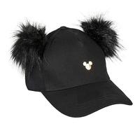 Gorra Negra Mickey Mouse con Pompones Ajustable para Mujer