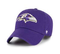 '47 NFL Baltimore Ravens Clean Up Gorra de béisbol unisex, cierre de correa ajustable, talla única, logotipo del equipo, color morado, morado, Talla única