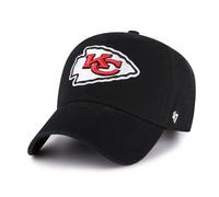 '47 NFL Kansas City Chiefs Clean Up Gorra de béisbol unisex, cierre de correa ajustable, talla única, logotipo del equipo, color negro, Negro , Talla única