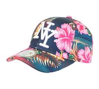 Gorra NY Azul Marino Flores Rosas Tropicales Moda Béisbol Hawai - Talla única - Azul
