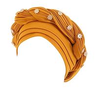 Gorra para niños de 2 años de moda para mujer, con cuentas, sombrero de trenza, musulmán, volantes, gorras para dormir, gorras forradas de satén, gorras de pelo para niño de 1 año, Ye2, talla única