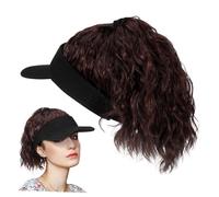 Gorra Peluca Coleta Alta Mujer Fibra Poliéster Marrón Oscuro, 1 Pieza | Transformación Rápida, Duradero y Reutilizable, Red Cabello Incluida, Visera Ajustable, Adecuado para Halloween y Fiestas