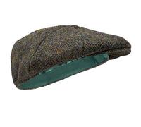 Gorra Plana de 8 Piezas Dingwall - 100% Lana Tejida a Mano - Harris Tweed - Resistente al Agua - Bosque 58cm