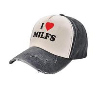Gorra Trucker Mezclilla Lavada 100% Algodón I Love Milfs Clásico Gorra Secado Rápido Al Aire Libre Cap para Tenis Deportiva Correr