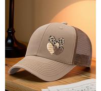 Gorra Trucker Unisex de con Estampado de y Leopardo / Gorra de Béisbol Ajustable de Malla, Gorra Clásica de Visera Snapback de Paneles, Adecuada para Correr, Fitness y Deportes al