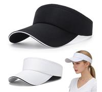 Gorra unisex con visera para el sol, sombrero de verano ajustable con cierre de velcro, 2 unidades, transpirable y absorbente del sudor, para golf, ciclismo, pesca, correr, tenis, exterior (negro y