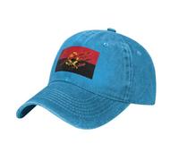 Gorra Vaquera Vintage, Gorra de béisbol Historia Y Cultura Patriótica Ajustable Unisex Gorras en Apariencia gastada Bandera De Angola Sombrero de Sol Clásica Lavada para Hombre Mujeres, Azul