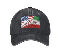 Gorra vintage de América e Irán, gorra de béisbol con bandera iraní, gorra de papá, gorra de camionero, gorra de golf para hombres y mujeres, algodón lavado, desgastado, perfil bajo, ajustable, negro.