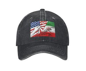 Gorra vintage de América e Irán, gorra de béisbol con bandera iraní, gorra de papá, gorra de camionero, gorra de golf para hombres y mujeres, algodón lavado, desgastado, perfil bajo, ajustable, negro.