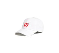 Wilson Gorra Perforada Active, Gorra Dinámica con Banda de Secado Rápido y Corona Estructurada, Diseño Aireado y Ajuste Regulable, Color: Blanco/Rojo, Talla: LXL