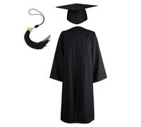Gorra y bata de graduación para jardín de infantes, juego de gorro para niños con 2025, bata de coro, accesorios de vestir para fiesta de ceremonia de niños preescolares, Negro, XL