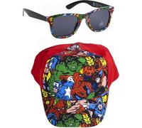 Gorra y Gafas de Sol Marvel Set Infantil Original para Niñ@s Unisex - Gorra y Gafas Avengers Accesorios Verano Gafas Protección UV y Gorra Ajustable