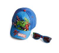 Gorra y Gafas de Sol Marvel Set Niños Original - Gorra Infantil Ajustable y Gafas de Sol UV400 Protección Solar Diseño Avengers, Complementos Verano Niño y Niña para Playa y Piscina