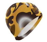Gorras de baño unisex de camuflaje amarillo y marrón para adultos, pelo corto, impermeables, para natación, protección del cabello y reducción de arrastre, gorras para natacion mujer