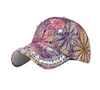 Gorras de béisbol con estampado floral de verano para mujer, viseras, banda de gorra de estrella, Morado (, Talla única