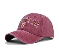 Gorras de béisbol de invierno de hip hop ajustables en color burdeos para hombre, unisex, estilo Route 66, estilo