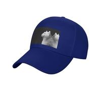 Gorras de béisbol negras con diseño de gato blanco mirando a la distancia para hombres y mujeres, gorra lavable ajustable, Azul, talla única
