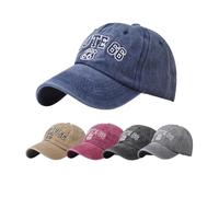 Gorras de béisbol Vintage de algodón Lavado para Mujeres y Hombres, Classic Route 66 Bordadas, protección Solar, Azul Marino, Medium/Large