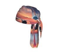 Gorras de calavera con estampado de cielo y puesta de sol para hombres y mujeres, polainas transpirables que absorben el sudor, trapos, forro para casco