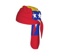 Gorras de calavera con estampado de la bandera de Venezuela para hombres y mujeres, polainas transpirables que absorben el sudor, trapos, forro para casco, color negro