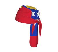 Gorras de calavera con estampado de la bandera de Venezuela para hombres y mujeres, polainas transpirables que absorben el sudor, trapos, forro para casco, color negro