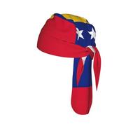 Gorras de calavera con estampado de la bandera de Venezuela para hombres y mujeres, polainas transpirables que absorben el sudor, trapos, forro para casco, color negro