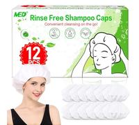 Gorras de champú sin enjuague sin agua para lavar el cabello, 12 paquetes para ancianos, mujeres, hospitales, campamentos