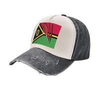 Gorras de Moda Urbana Retro, Gorra de Béisbol Vaquera Desgastada con Estampado de La Bandera de Vanuatu, Algodón Lavado con Bloques de Color Unisex para Un Estilo Urbano. 4 One Size
