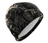 Gorras de natación impermeables para mujeres con el Rey León Negro para el cabello corto y calvo, protección del cabello y reducción de arrastre, Gorras para natacion Mujer