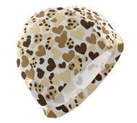 Gorras de natacion para nadadores unisex con corazón de leopardo marrón de dibujos animados de Happy Valentine para adultos, unisex, de pelo corto, impermeables, para mujeres, protección del cabello y