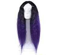 Gorras Degradado Negro Peluca Púrpura Oscura Tocados Pelucas De Pelo Largo Y Rizado Pelucas Capuchas De Anime Escaldado De Maíz De Colores