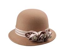 Gorras fedoras de moda para mujer, sombrero de bolos para mujer, disfraz de flapper, sombrero de lana, gorro de cóctel, gorro cálido para invierno, otoño, capucha de flores, Camela, Talla única