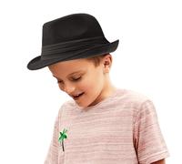 Gorras Fedoras, gorras para niños y niños, gorras de Frándoras, sombrero trilby clásico de fieltro de gángster Manhattan, para 4-8 años, S-M, Negro , 4-8 años