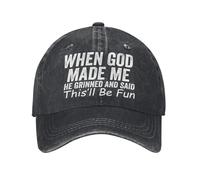 Gorras Hip Hop, Cuando Dios me creó Dijo: Esto será Divertido Gorra para Sol Casual, Nueva Sombrero Sol para Verano Running Tenis Deporte