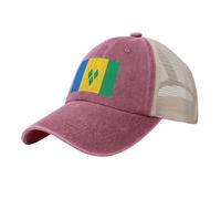 Gorras Hombre Verano Malla Beisbol Ligero Suave Transpirable San Vicente y Las Granadinas Gorra Pesca Mujer Ajustable para Senderismo Golf Masculino y Femenino,Rojo