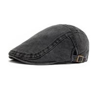 Gorras Planas Boina de algodón for hombres y mujeres, gorra con visera plana a la moda, boinas informales de otoño, sombrero Retro for vendedor de periódicos, sombrero de verano Unisex ajustable(Black