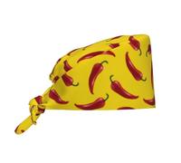 Gorras quirúrgicas para mujeres y hombres, con estampado de chile amarillo ajustable, gorro de trabajo quirúrgico, gorras quirúrgicas para mujeres y hombres, gorras de enfermera con banda para el