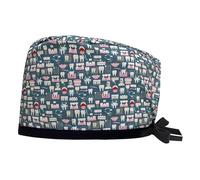 Gorras sanitarias reutilizables con estampado para enfermeras, médicos, cuidados médicos, turbante redondo, gorro para pérdida de cabello, para pacientes con cáncer, sanitarios a la moda, I, Talla