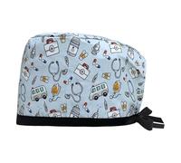 Gorras sanitarias reutilizables con estampado para enfermeras, médicos, cuidados médicos, turbante redondo, gorro para pérdida de cabello, para pacientes con cáncer, sanitarios a la moda, D, Talla