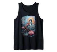 Gorrión Pájaro Rodeado De Pétalos Florales, Plumas Exóticas Camiseta sin Mangas