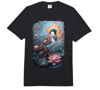 Gorrión Pájaro Rodeado De Pétalos Florales, Plumas Exóticas Comfort Colors Adult Heavyweight T-Shirt