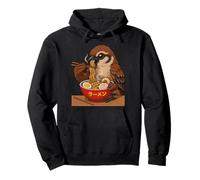 Gorrión Ramen Japonés Divertido Pájaro Comiendo Fideos Anime Otaku Sudadera con Capucha