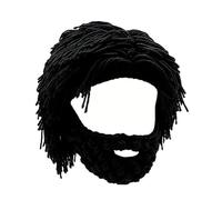 Gorro acrílico estilo Punk con peluca de pelo liso y barba tejida, novedad, sombrero hecho a mano para fiesta (D#)