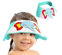 Gorro ajustable de EVA suave para baby shower, sombrero de visera de baño con estampado de dibujos animados para niños pequeños, protección del cabello para champú y lavado, azul
