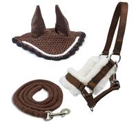 Gorro antiinsectos, marrón y cabestro, color marrón, con cordón para Hobby Horse y actividad de Hobby Horsing.