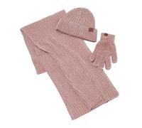 Gorro azul para hombre, bufanda cálida para invierno, gorro y guantes, juego de tres piezas de punto acanalado monocolor, gorro de lana, traje de peto, bufanda para mujer, Rosa., talla única
