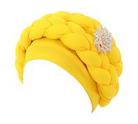 Gorro Bautizo Joven Moda Mujeres Perlas Trenza Sombrero Musulmán Volantes Wrap Cap Dormir Gorras de Satén Forradas Pelo Caps Niños Invierno, Ye1, Talla única