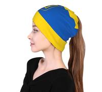 Gorro Beanie Ligero Para Mujer Hombre Diseño Ucrania Bandera Nacional Con Apertura Para Coleta Multifunción 3-En-1 Braga De Cuello Y Cinta Deporte Y Viaje