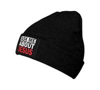 Gorro Beanie Pregúntame sobre Jesús Cristianismo Religioso Hipster Gorro Ciclismo Ligero Sombrero Tablista para Hombre Adulto Mujer